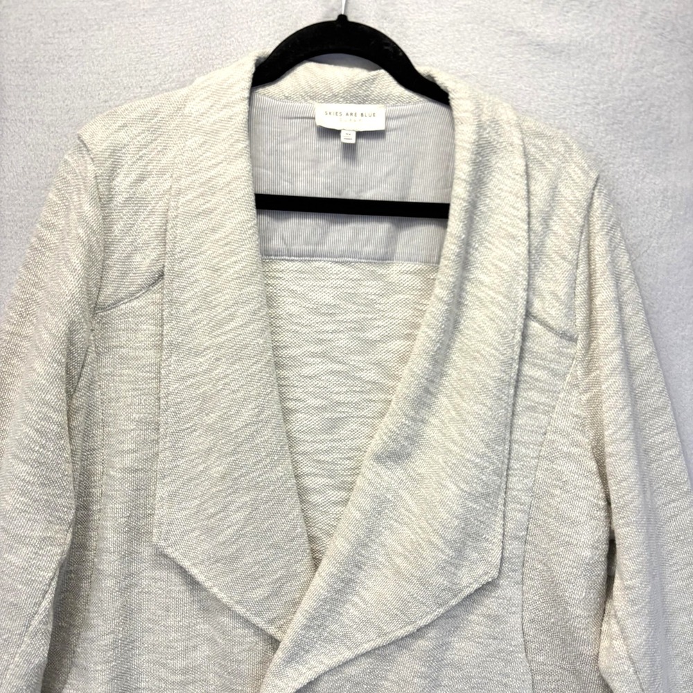 Anthropologie Skies Are Blue Curvy Open Cardigan Sweater 3X Beige Relaxed Knit - Picture 3 of 11